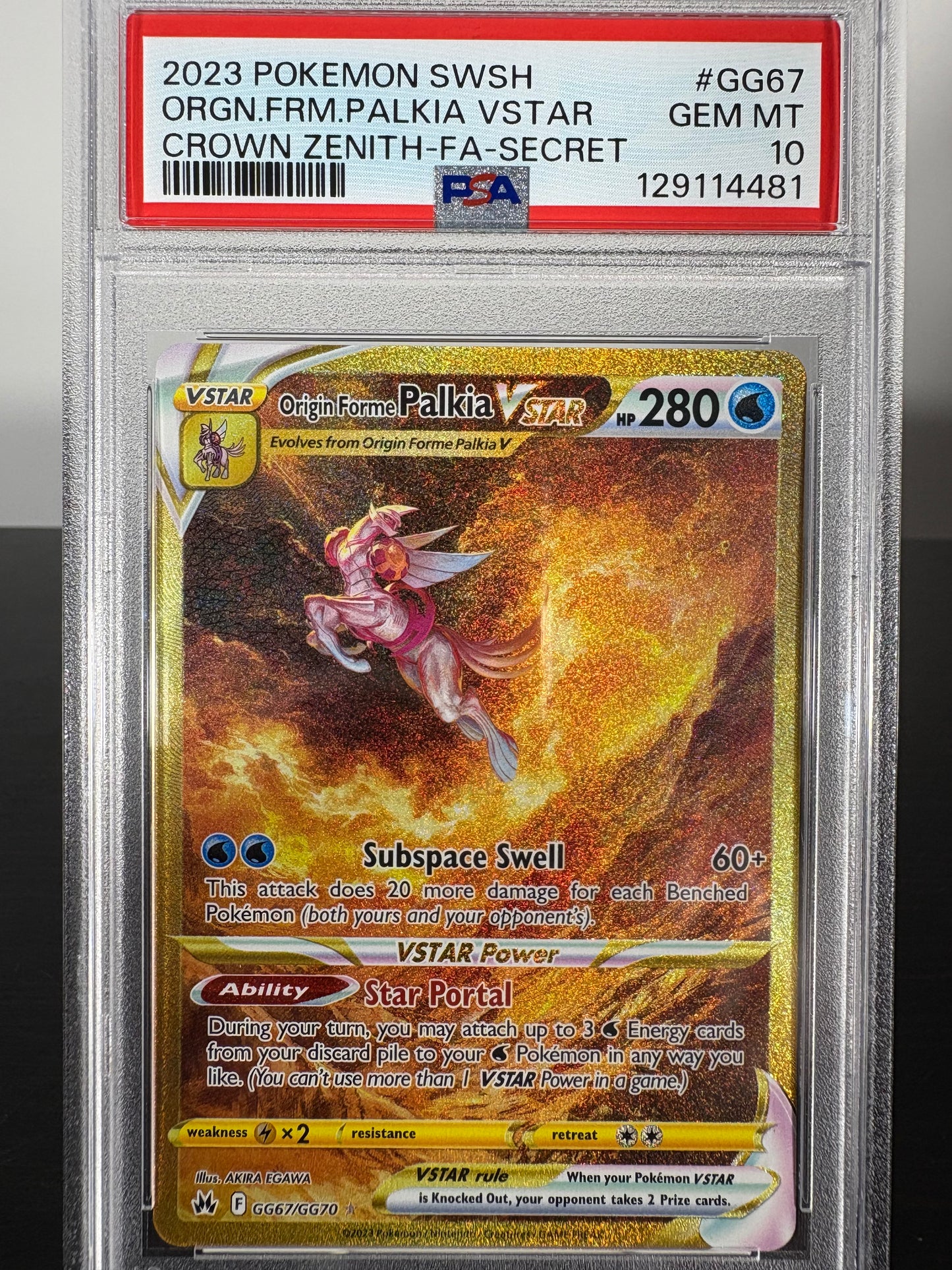 2023 Pokemon Origin Forme Palkia VSTAR Crown Zenith Galarian Gallery PSA Gem Mint 10