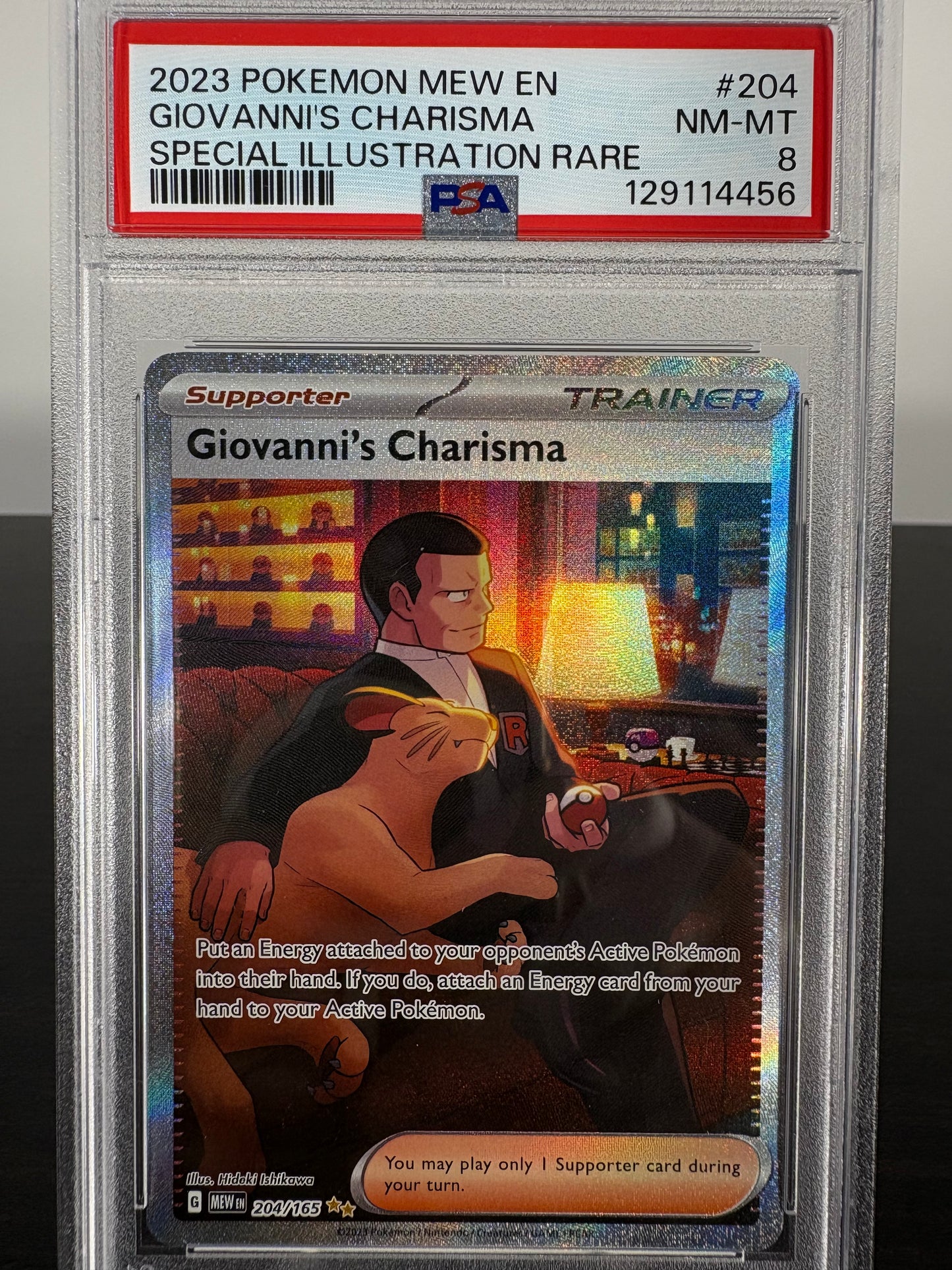 2023 Pokemon 151 Giovanni's Charisma Special Illustration Rare PSA 8