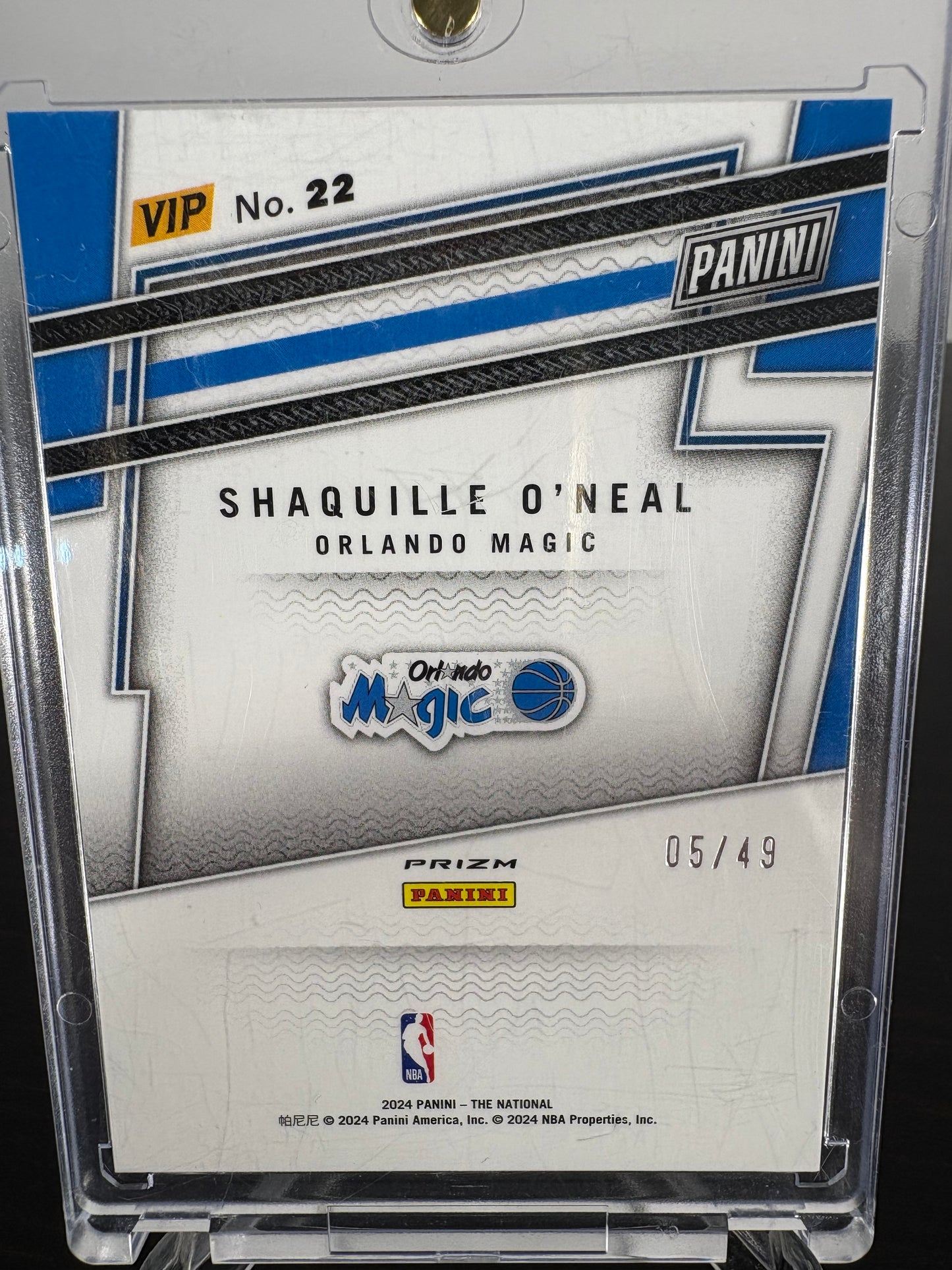 2024 Panini Prizm Shaquille O'Neal Purple Sparkle The National VIP 05/49