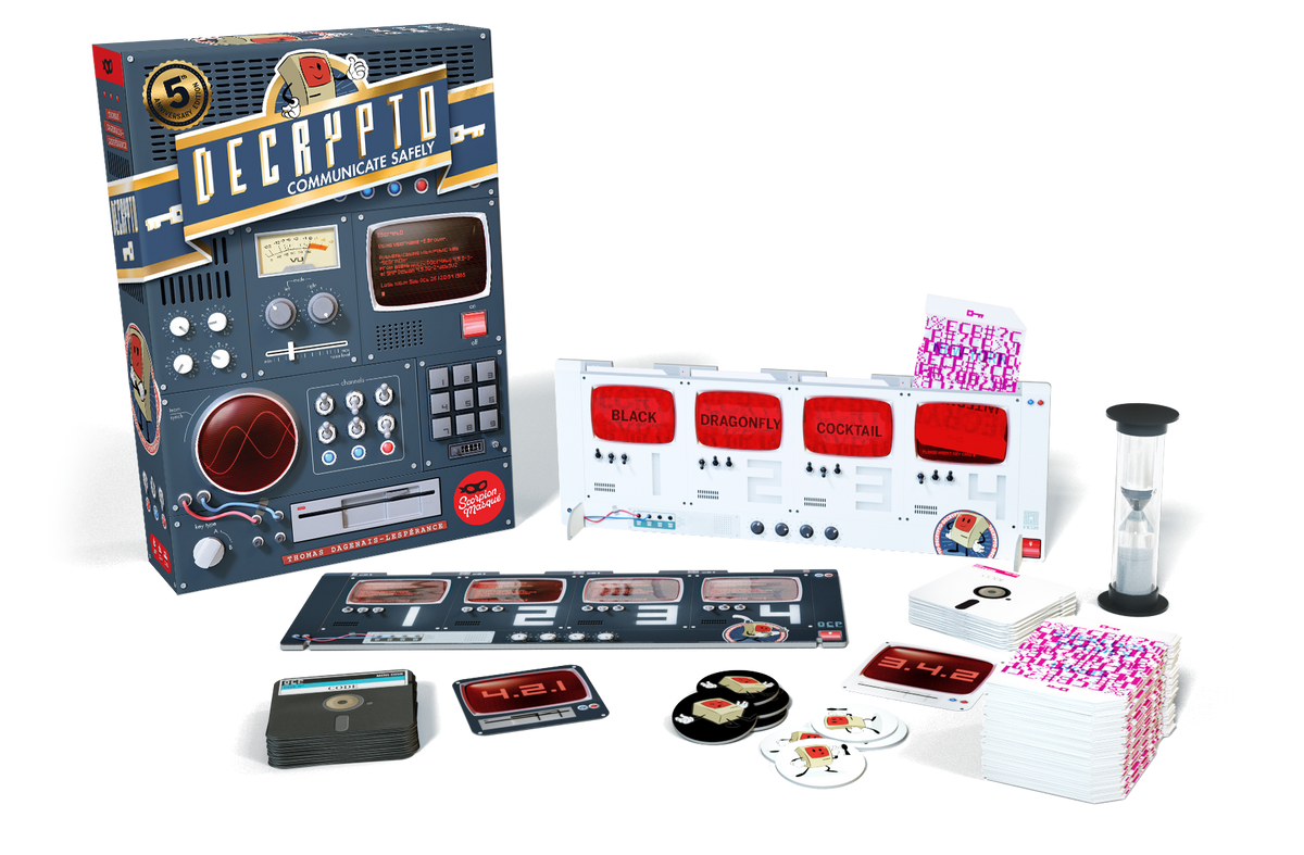 Decrypto board game box and contents