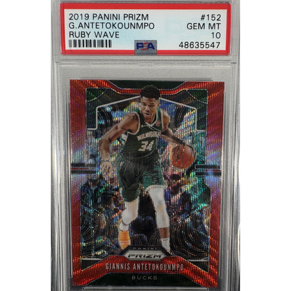 2019 Panini Prizm Giannis Antetokounmpo Ruby Wave PSA Gem Mint 10