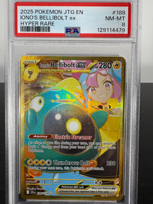 2025 Pokemon Iono's Bellibolt Journey Together EX Hyper Rare PSA 8