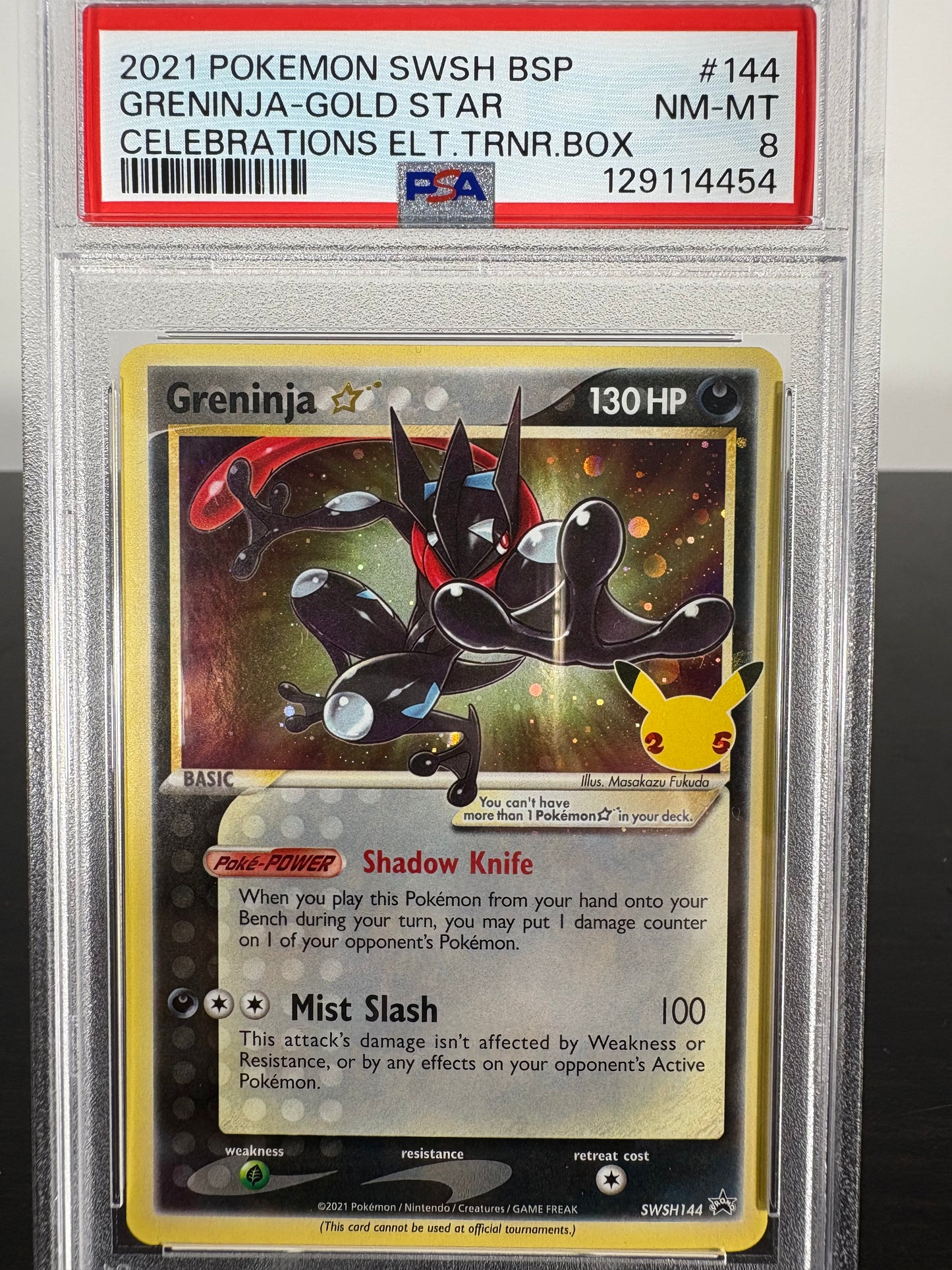 2021 Pokemon Greninja Gold Star Celebrations 25th Anniversary PSA 8