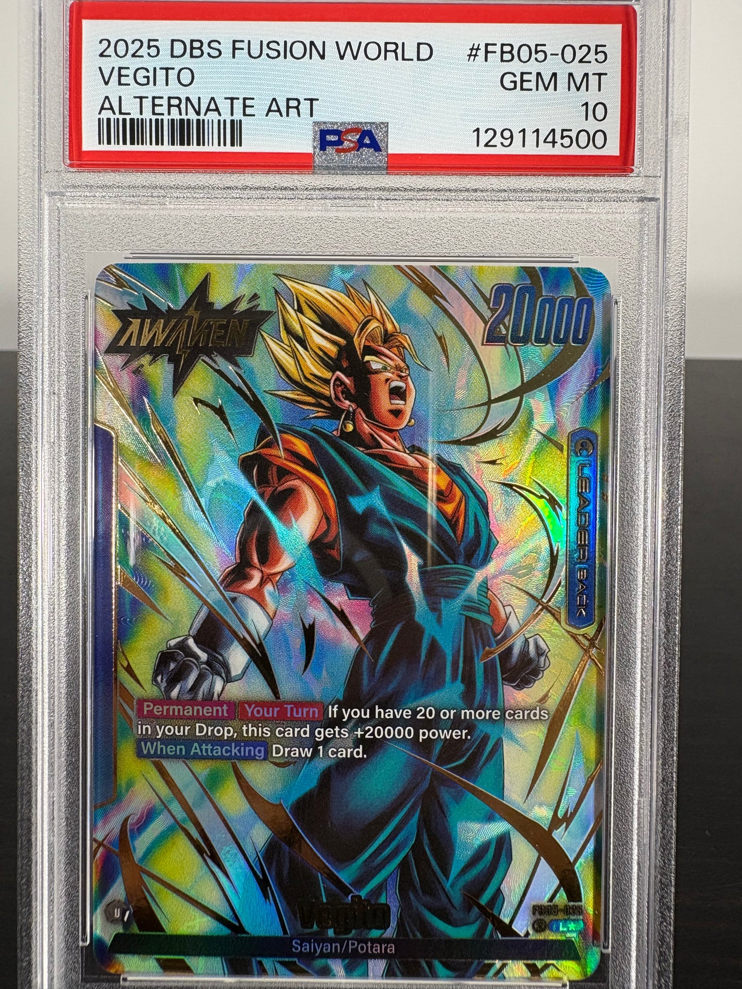2025 Dragon Ball Z Vegito Alternate Art Fusion World PSA Gem Mint 10