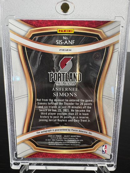 2020-21 Panini Select Anfernee Simmons Auto