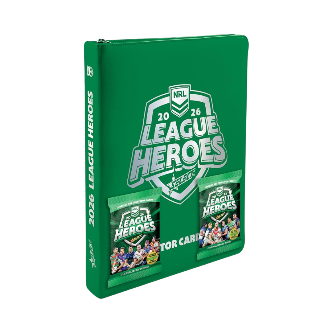 2026 NRL League Heroes Rugby Vinyl Album + 2 Packs Cards