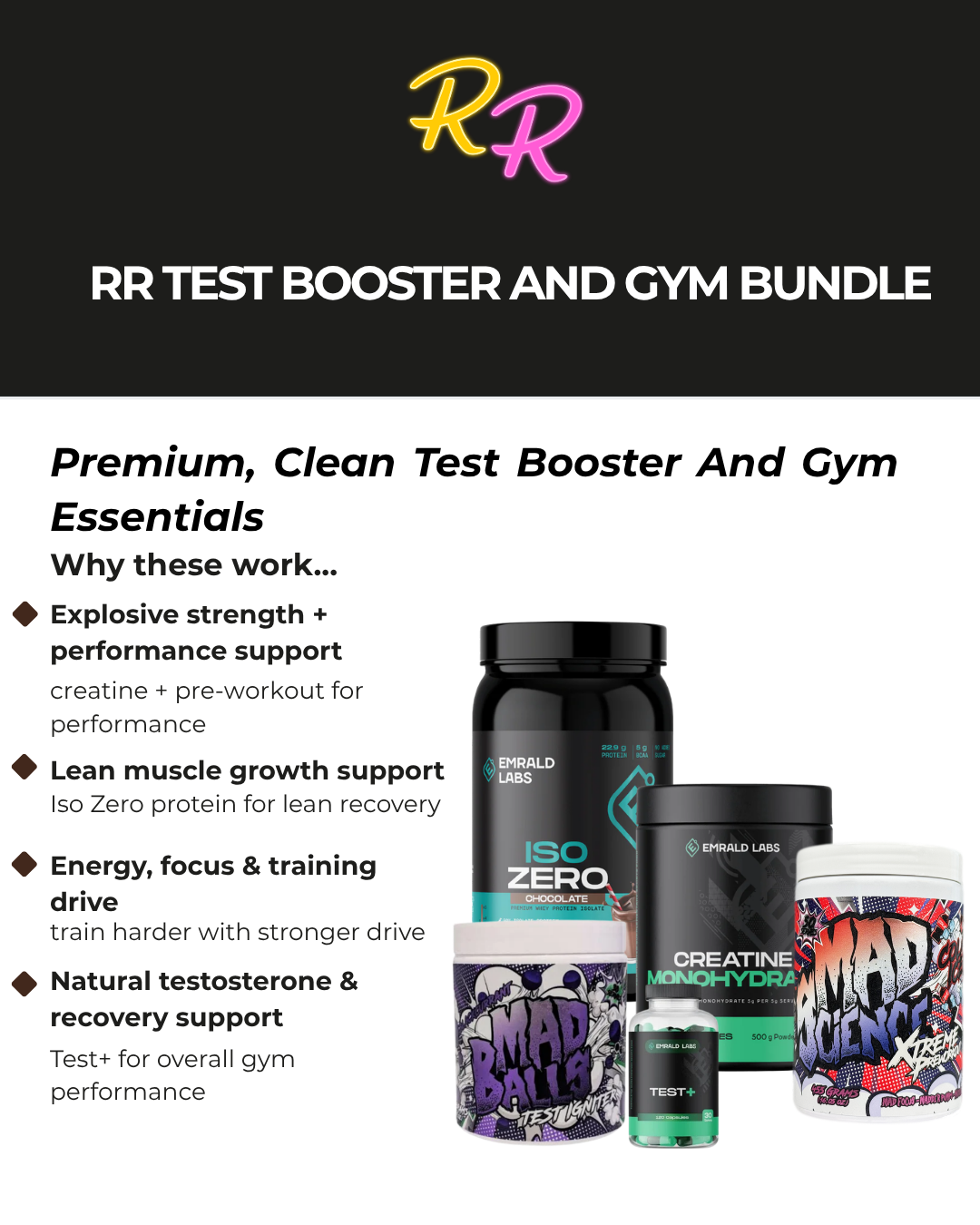RR Test Booster and Gym Bundle